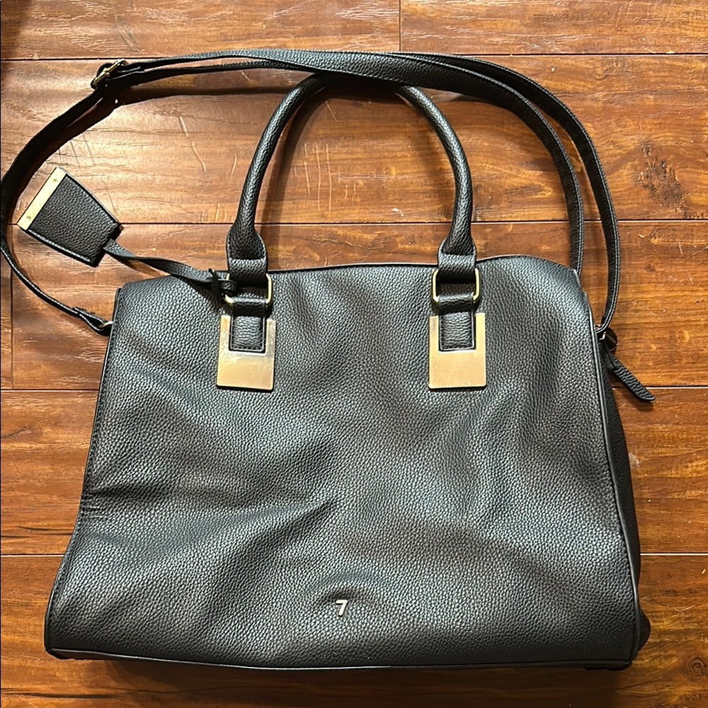 Seven Days Lifestyle & Dreams Black Vegan Leather Satchel Shoulder Bag